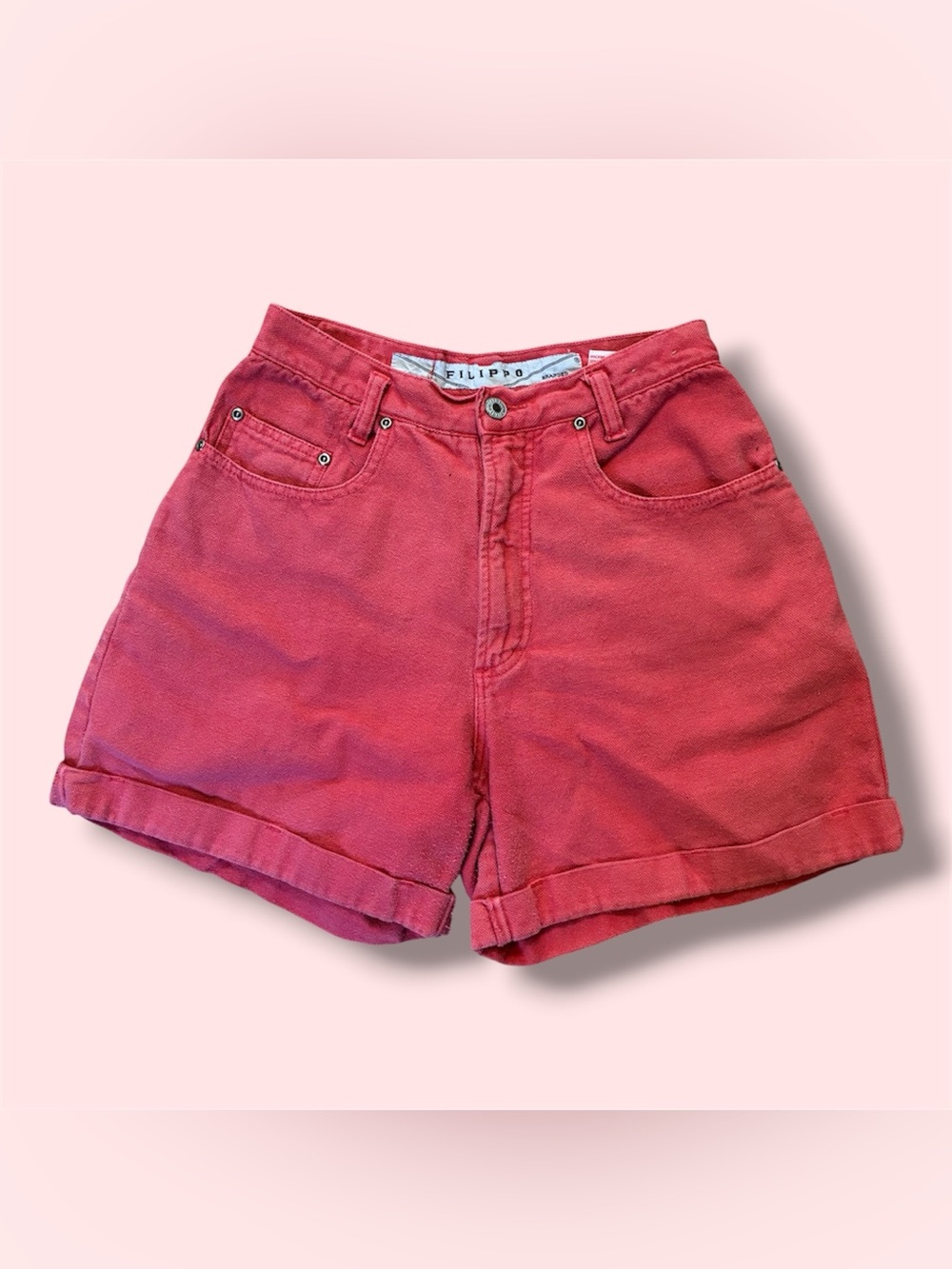 Vintage High Waisted Pink Denim Mom Shorts Size 28
